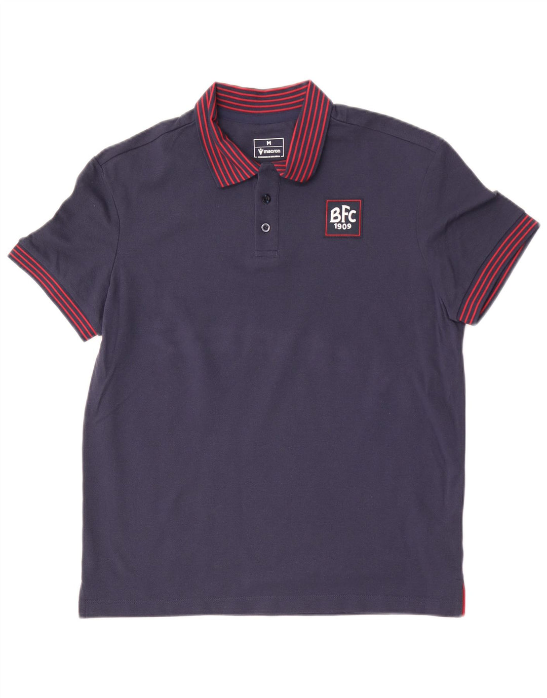 Macron Polo Homme Bleu Marine Moyen Rayé Coton