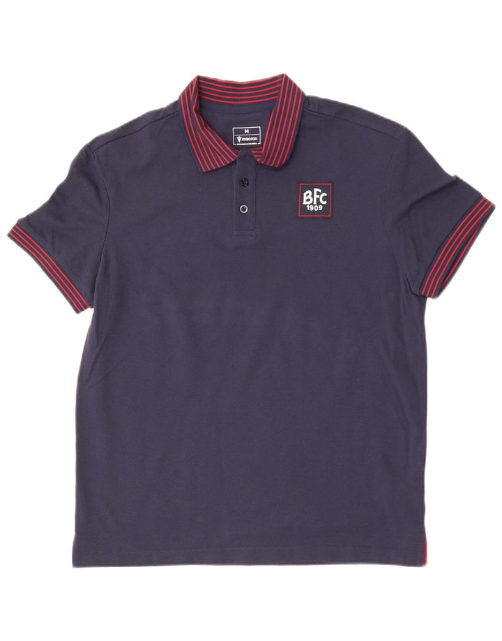 Macron Polo Homme Bleu Marine Moyen Rayé Coton
