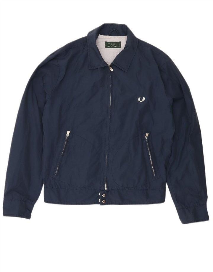FRED PERRY Veste Bomber Homme UK 40 Large Bleu Marine Coton