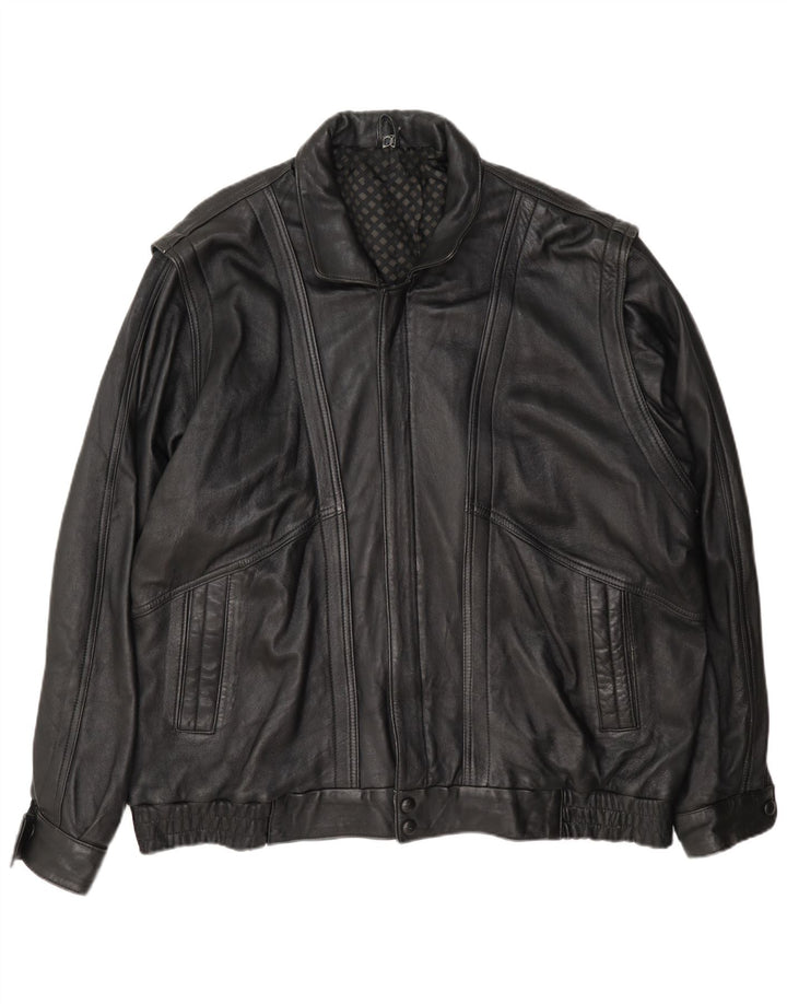 vintage Mens Zip Flight Aviator Jacket UK 42 XL Noir
