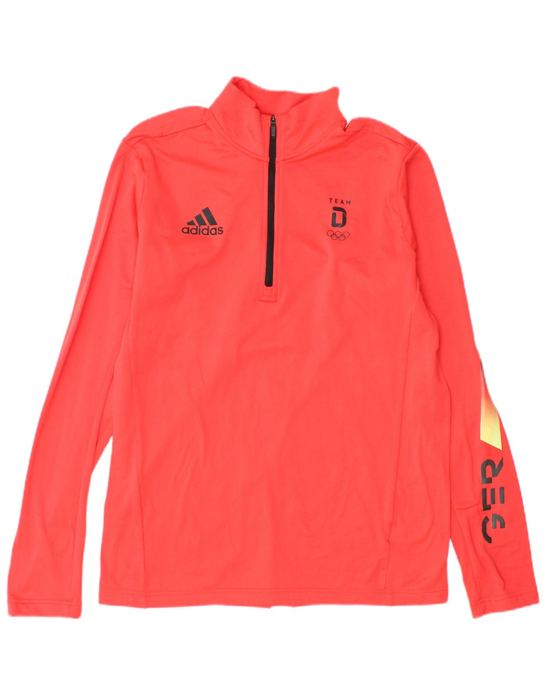 Adidas Haut de survêtement à col zippé pour homme en polyester rouge moyen