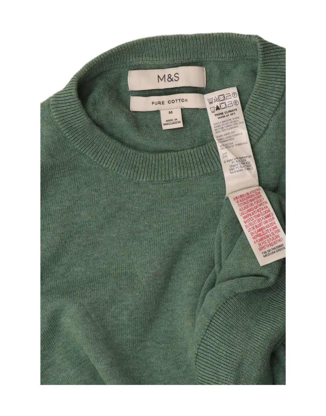Marks & Spencer Pull Col Rond Homme Vert Moyen Coton