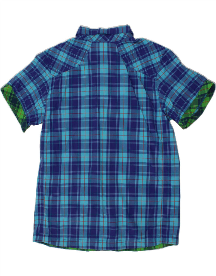 ADIDAS Boys Short Sleeve Shirt 11-12 Years Blue Check Nylon Vintage Adidas and Second-Hand Adidas from Messina Hembry 