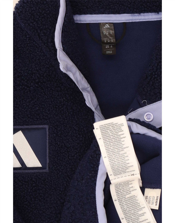 Adidas Pull en polaire à col boutonné Team GB pour homme Bleu marine moyen Colourblock