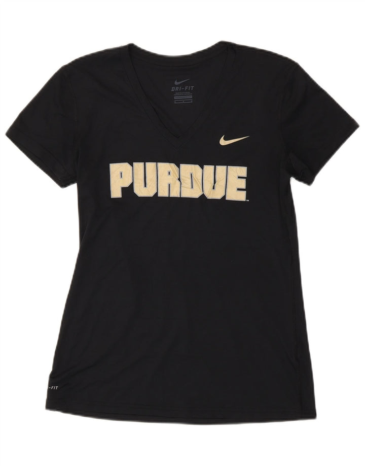 NIKE Womens Purdue Graphic T-Shirt Top UK 12 Noir Moyen