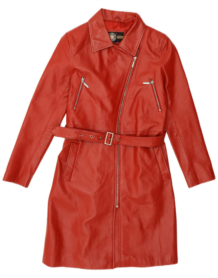 Kara Manteau en cuir pour femme UK 10 Petit cuir rouge