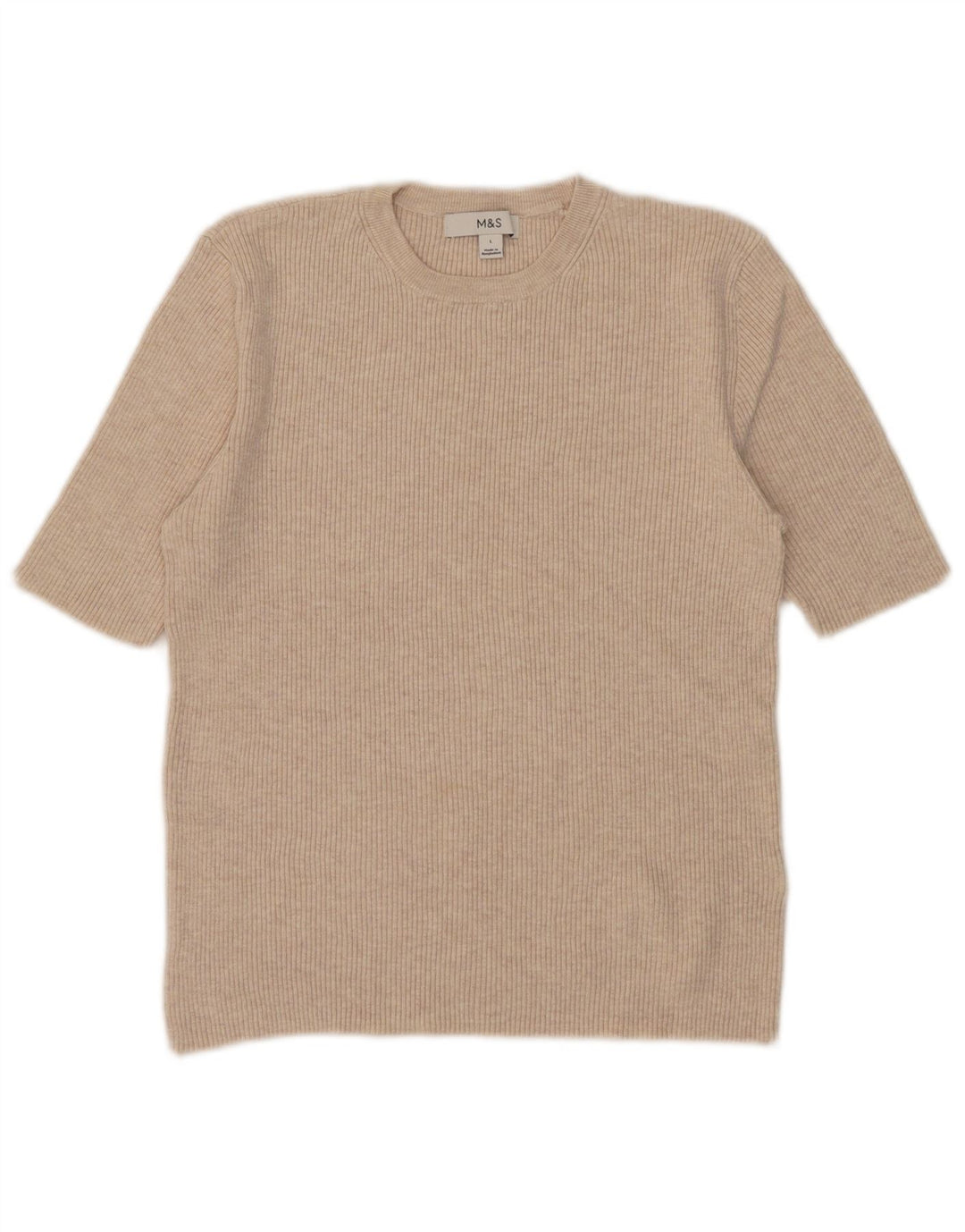 MARKS & SPENCER T-Shirt Femme UK 14 Large Beige Viscose