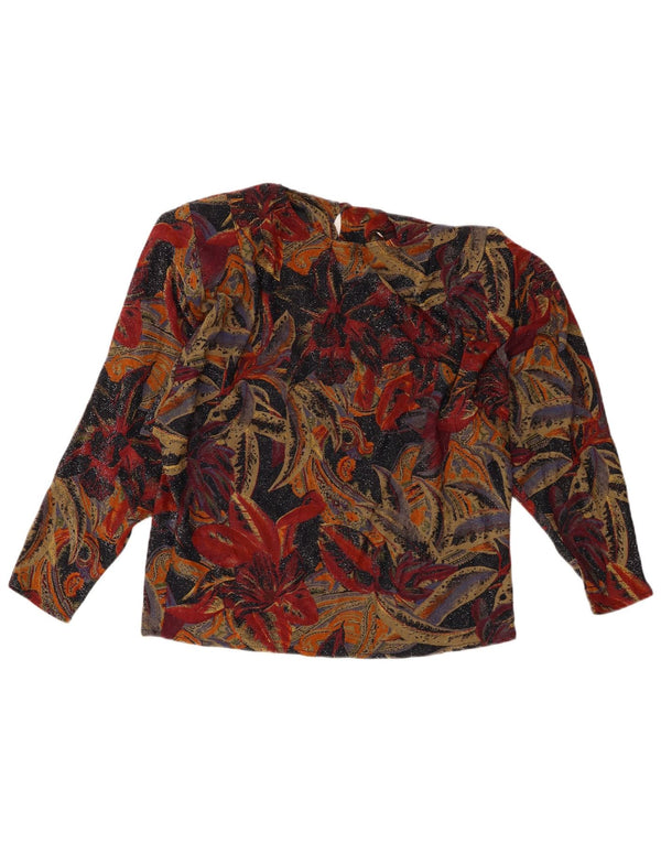vintage Femmes Manches Longues Blouse Top UK 10 Petit Floral Multicolore