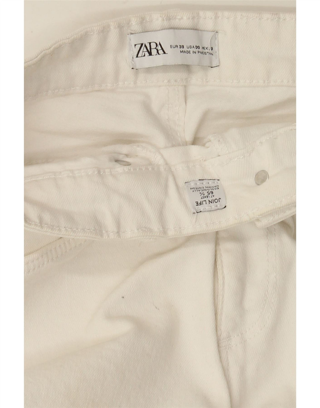 Zara Jean évasé femme EU 38 Small W28 L26 coton blanc
