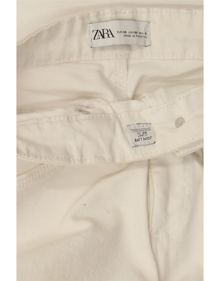 Zara Jean évasé femme EU 38 Small W28 L26 coton blanc