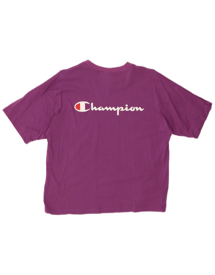 CHAMPION T-Shirt Graphique Femme UK 14 Coton Violet Moyen