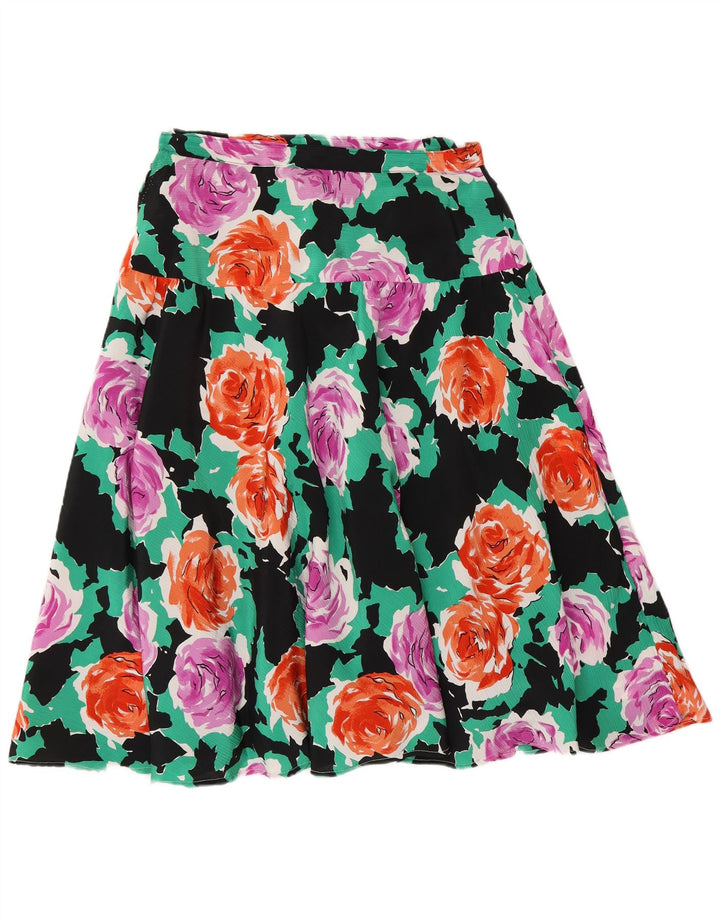 vintage Femme Jupe Évasée W28 Moyen Multicolore Floral