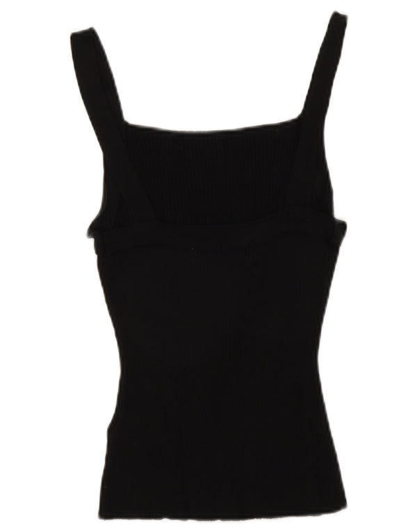 Zara Femme Crop Cami Top UK 12 Medium Noir Viscose