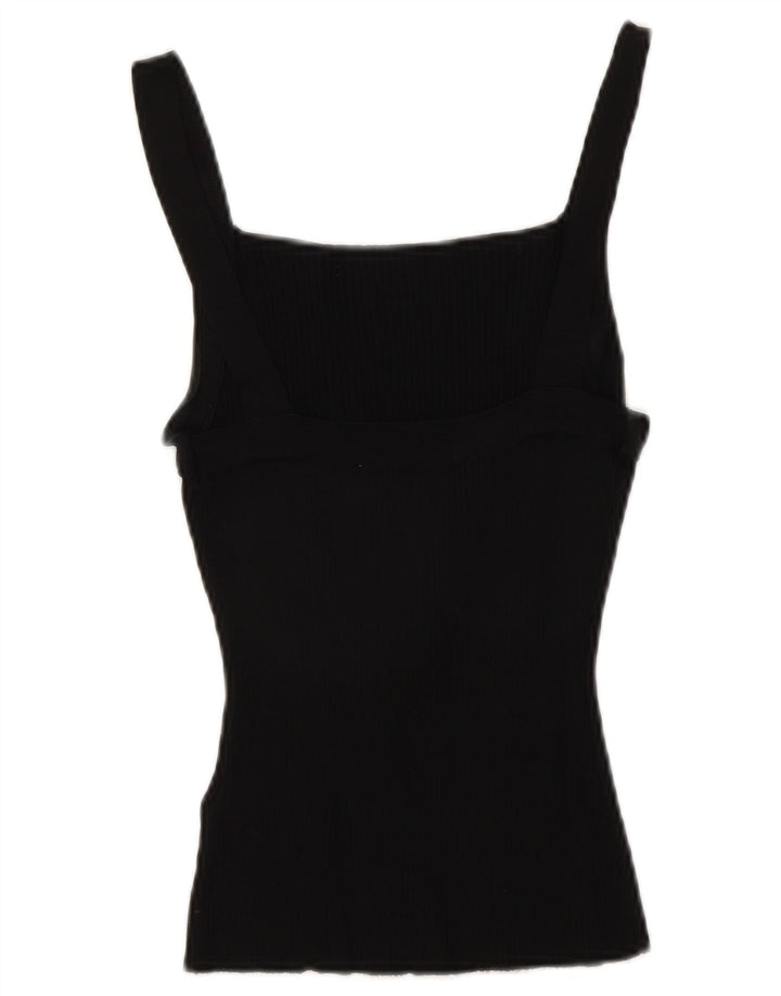 Zara Femme Crop Cami Top UK 12 Medium Noir Viscose