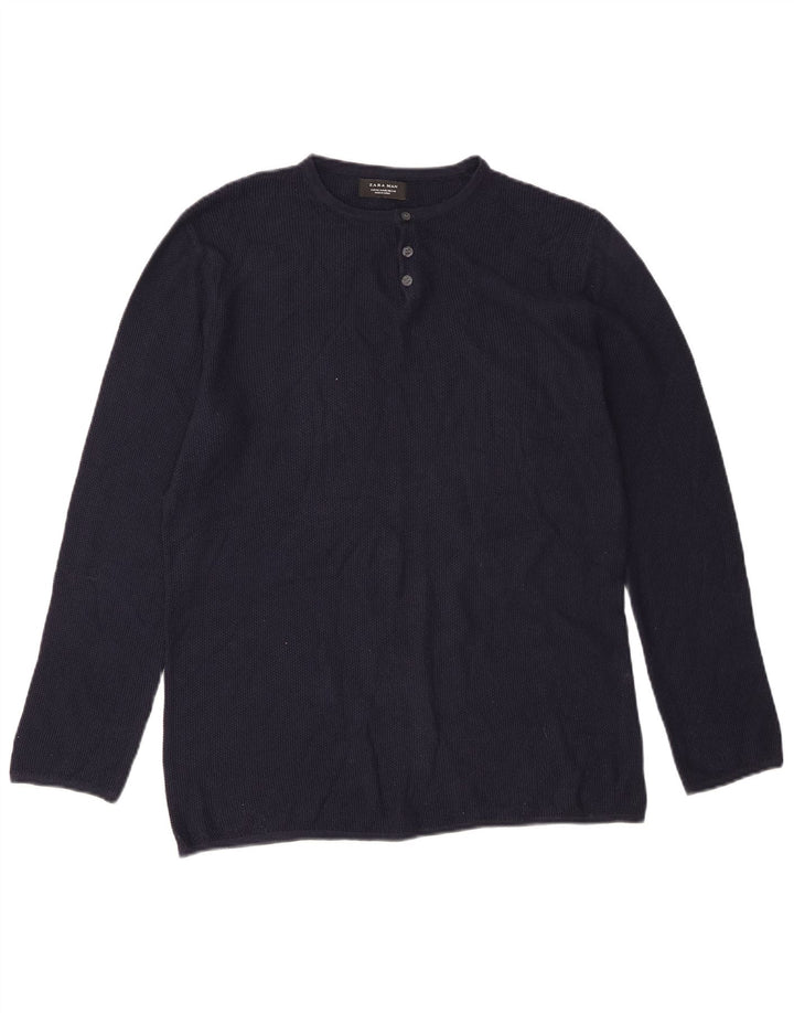 Zara Homme Top Manches Longues Bleu Marine Moyen