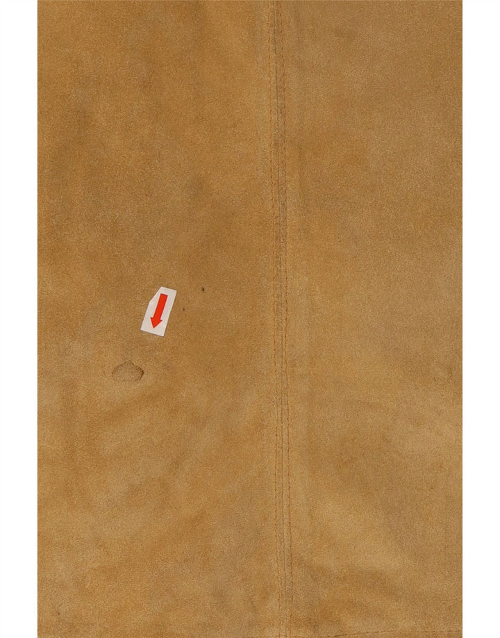 VINTAGE Mini jupe en daim femme moyen W28 cuir beige