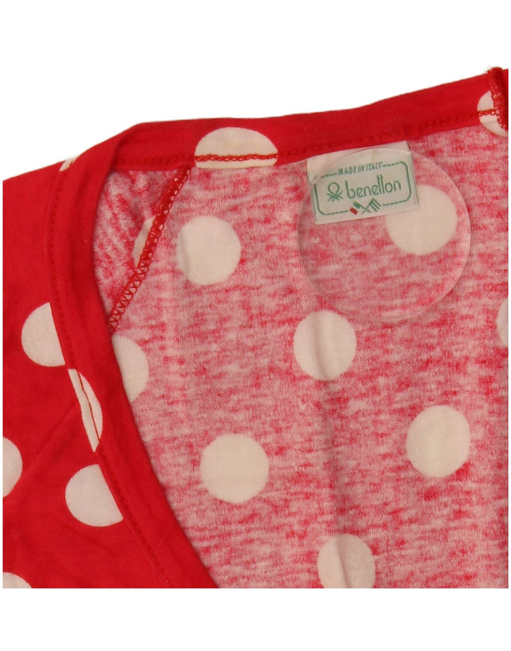 BENETTON Haut surdimensionné chauve-souris à manches 3/4 pour femme UK 10 Petits pois rouges