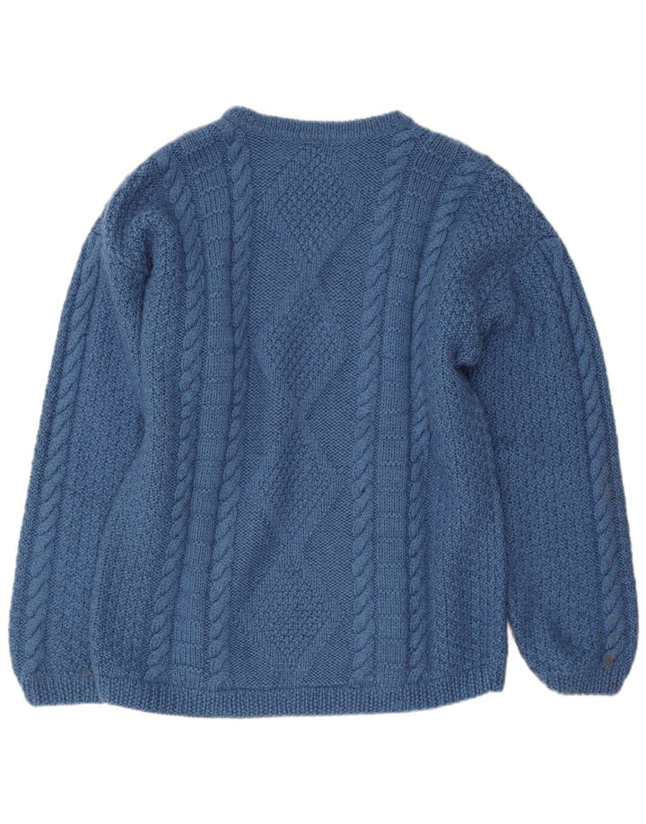 vintage Homme Col Bateau Pull Pull Bleu Moyen
