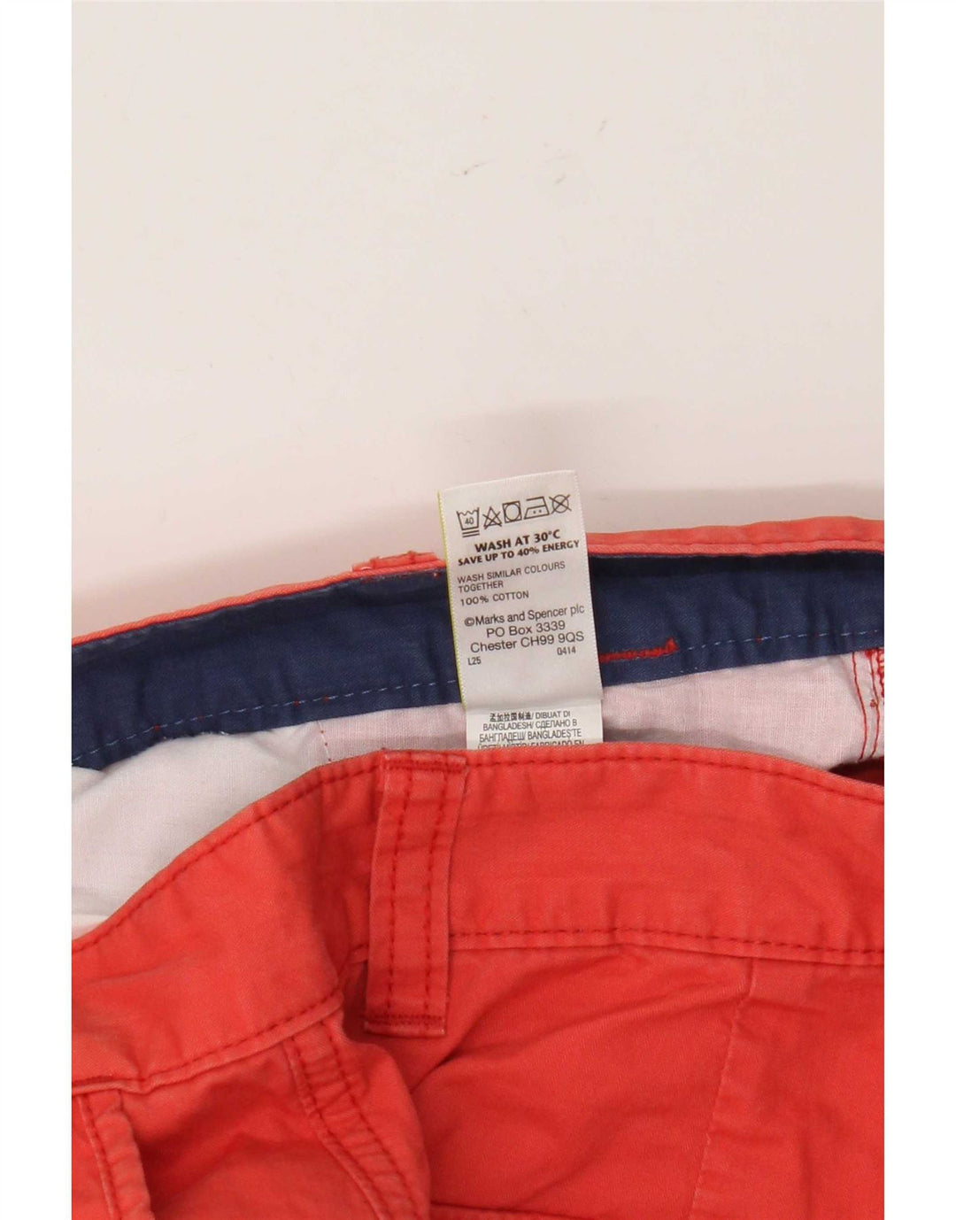 Marks & Spencer Short Cargo Homme W32 Coton Rouge Moyen