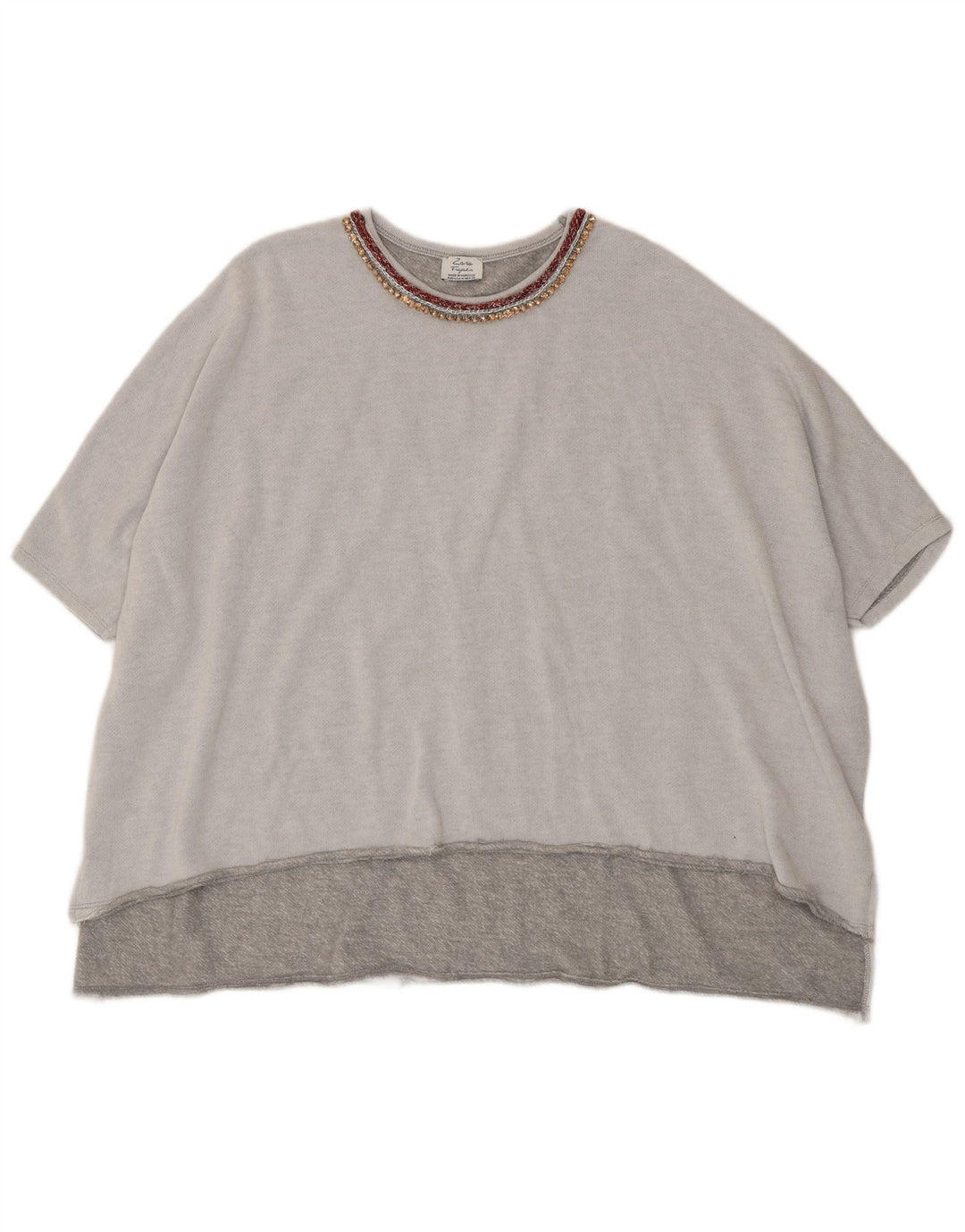 Zara Femme Trafaluc T-Shirt Oversize UK 14 Gris Moyen Polyester