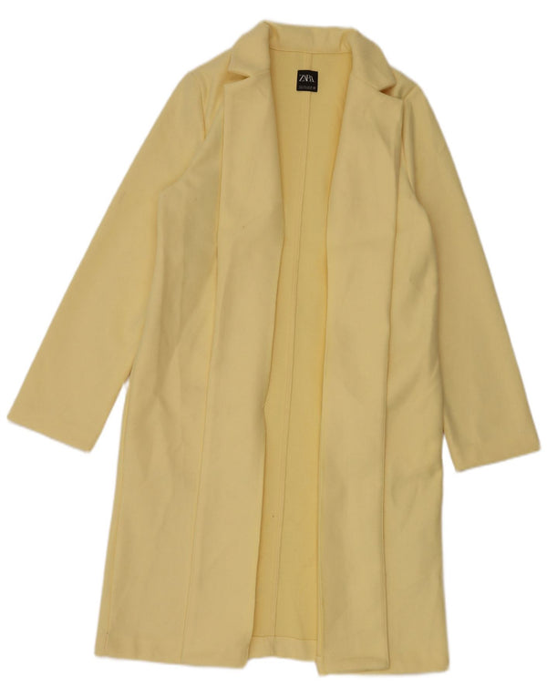 Zara Womens Open Overcoat UK 16 Large Jaune Polyester