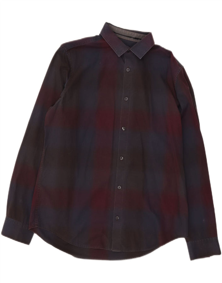 Calvin Klein Chemise homme en coton à carreaux bordeaux moyen