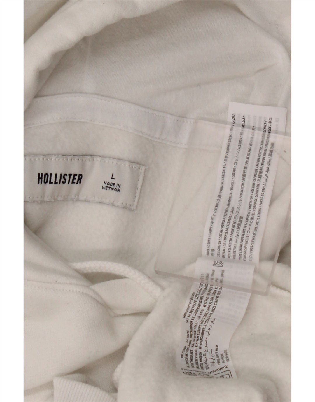 HOLLISTER Pull à capuche pour homme Large Blanc Coton