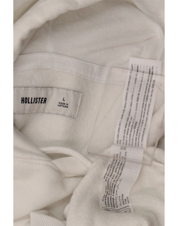 HOLLISTER Pull à capuche pour homme Large Blanc Coton