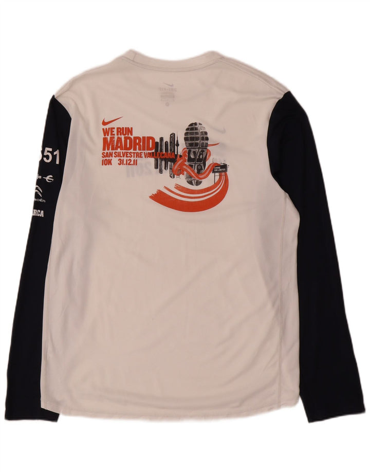 Haut à manches longues Nike Dri Fit Graphic pour homme, color block, blanc moyen