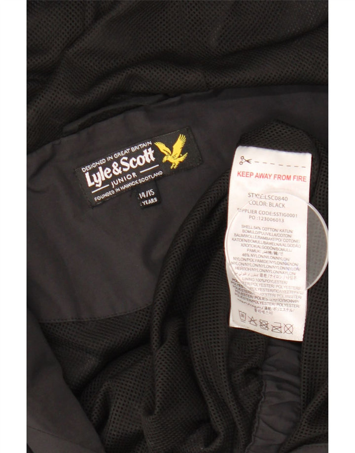 LYLE & SCOTT Bomber à capuche garçon 14-15 ans coton noir