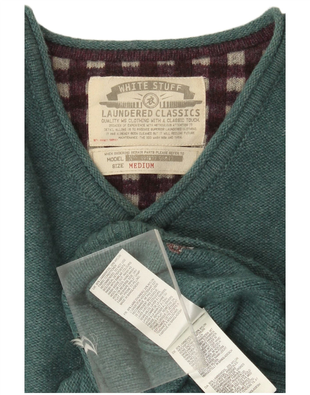 White Stuff Pull Col V Homme Vert Moyen Laine d'Agneau