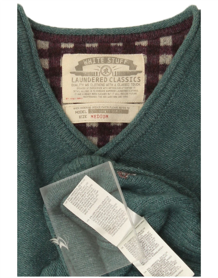 White Stuff Pull Col V Homme Vert Moyen Laine d'Agneau