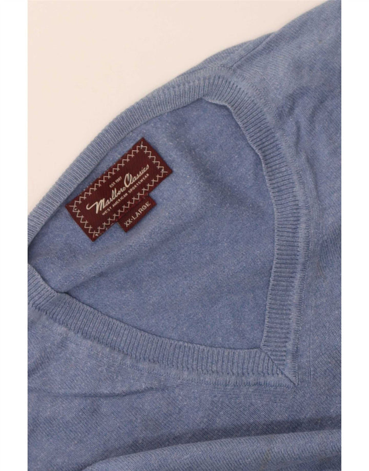 Marlboro Classics Pull col V pour homme 2XL Bleu