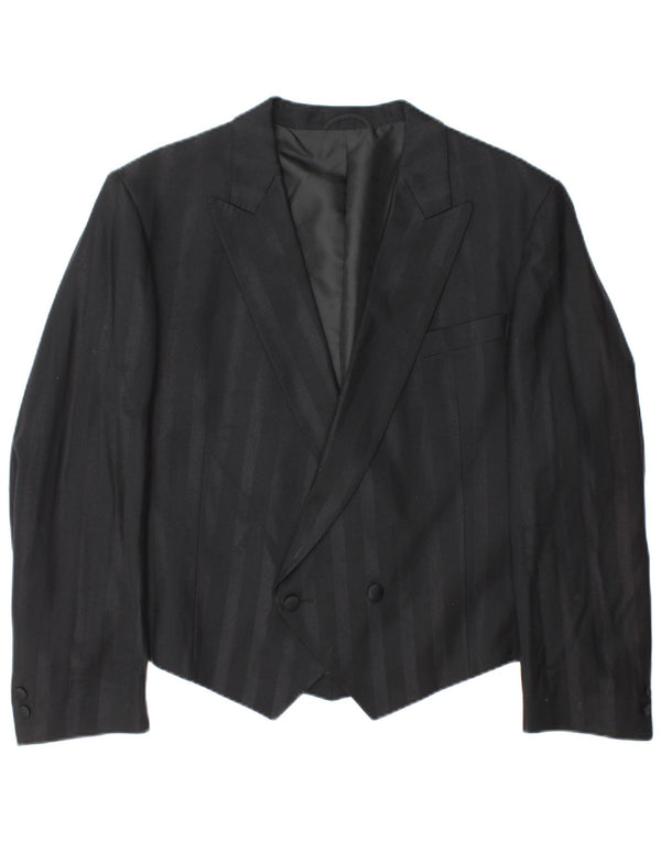 WILVORST Veste blazer courte à double boutonnage pour homme UK 42 XL Noir à fines rayures