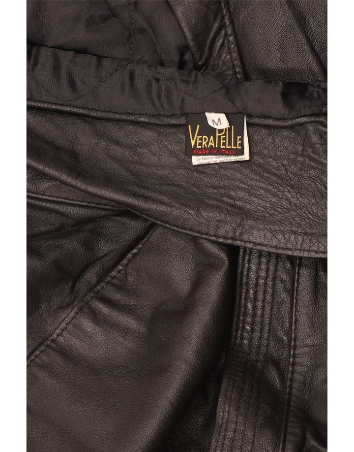 Veste en cuir surdimensionnée femme vintage UK 14 Cuir noir moyen