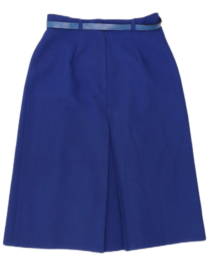 jupe plissée femme vintage UK 14 Moyen W28 Bleu Polyester