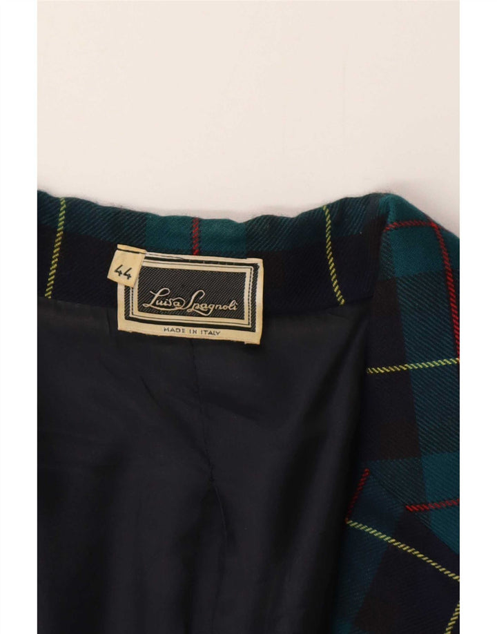 Luisa Spagnoli Veste blazer à 2 boutons pour femme IT 44 en laine à carreaux bleu moyen
