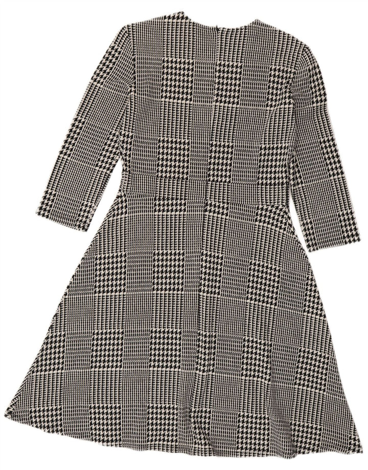 Max & Co. Robe trapèze à manches 3/4 pour femme UK 12 motif pied-de-poule noir moyen