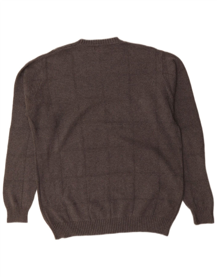 Dockers Pull à col rond pour homme en coton à carreaux gris