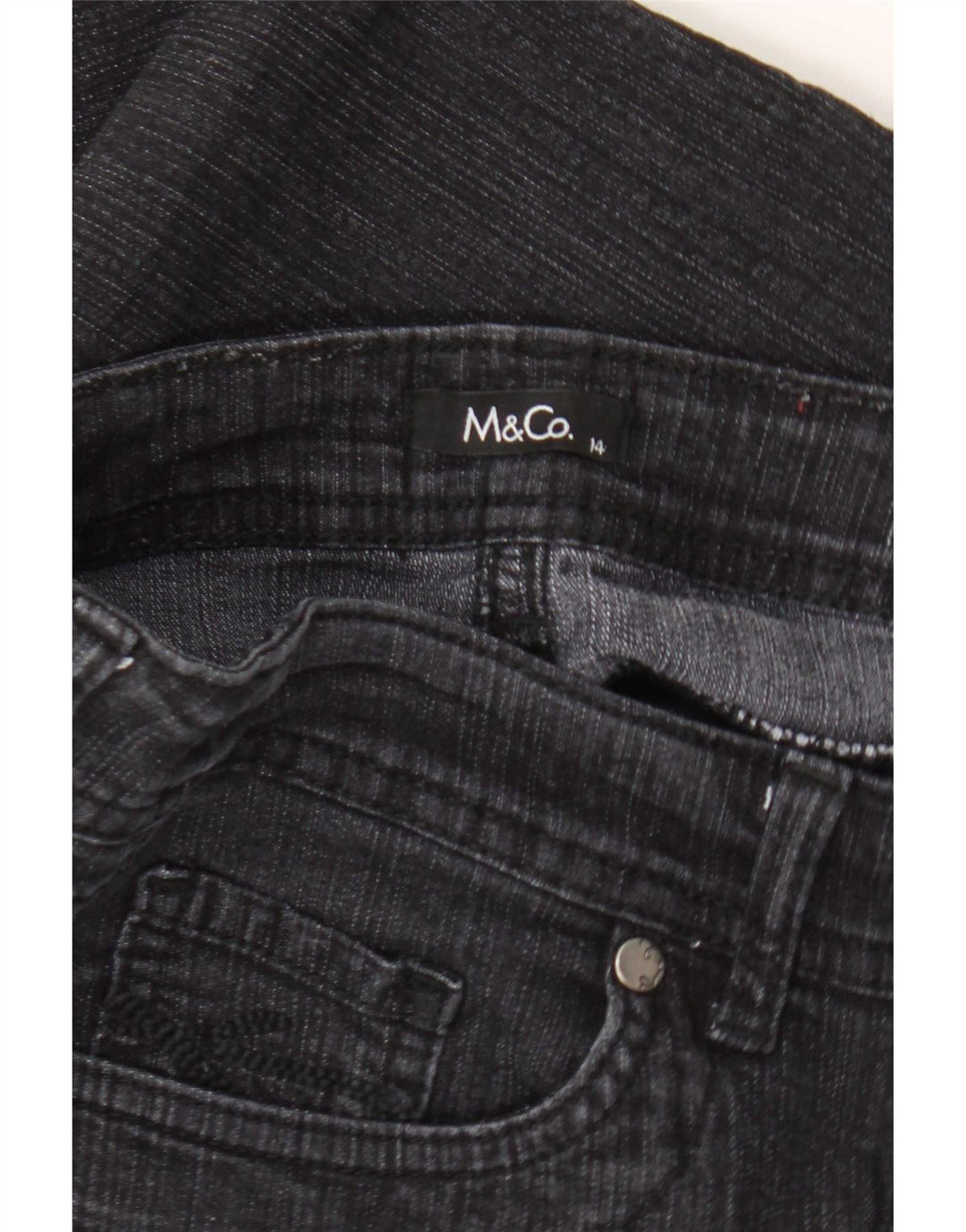 M&Co Jean droit pour femme UK 14 Large W34 L27 Noir