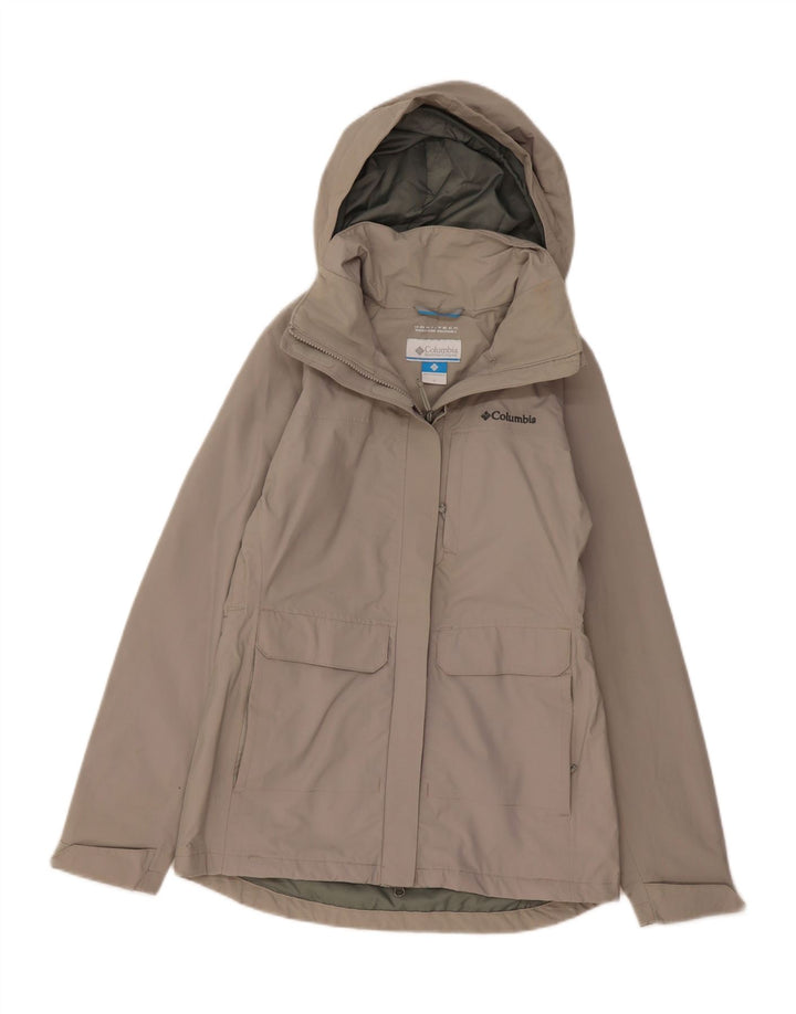 COLUMBIA Veste de pluie à capuche Omni-Tech pour femme UK 10 Petit nylon gris