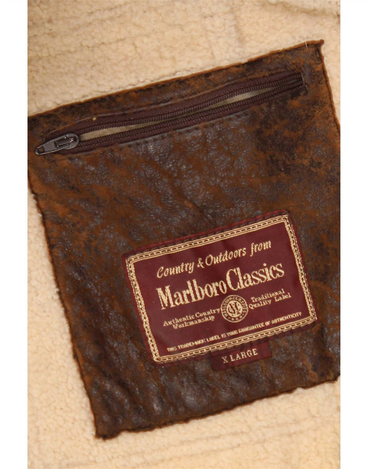 Marlboro Classics Veste en peau de mouton pour homme UK 42 XL Peau de mouton marron