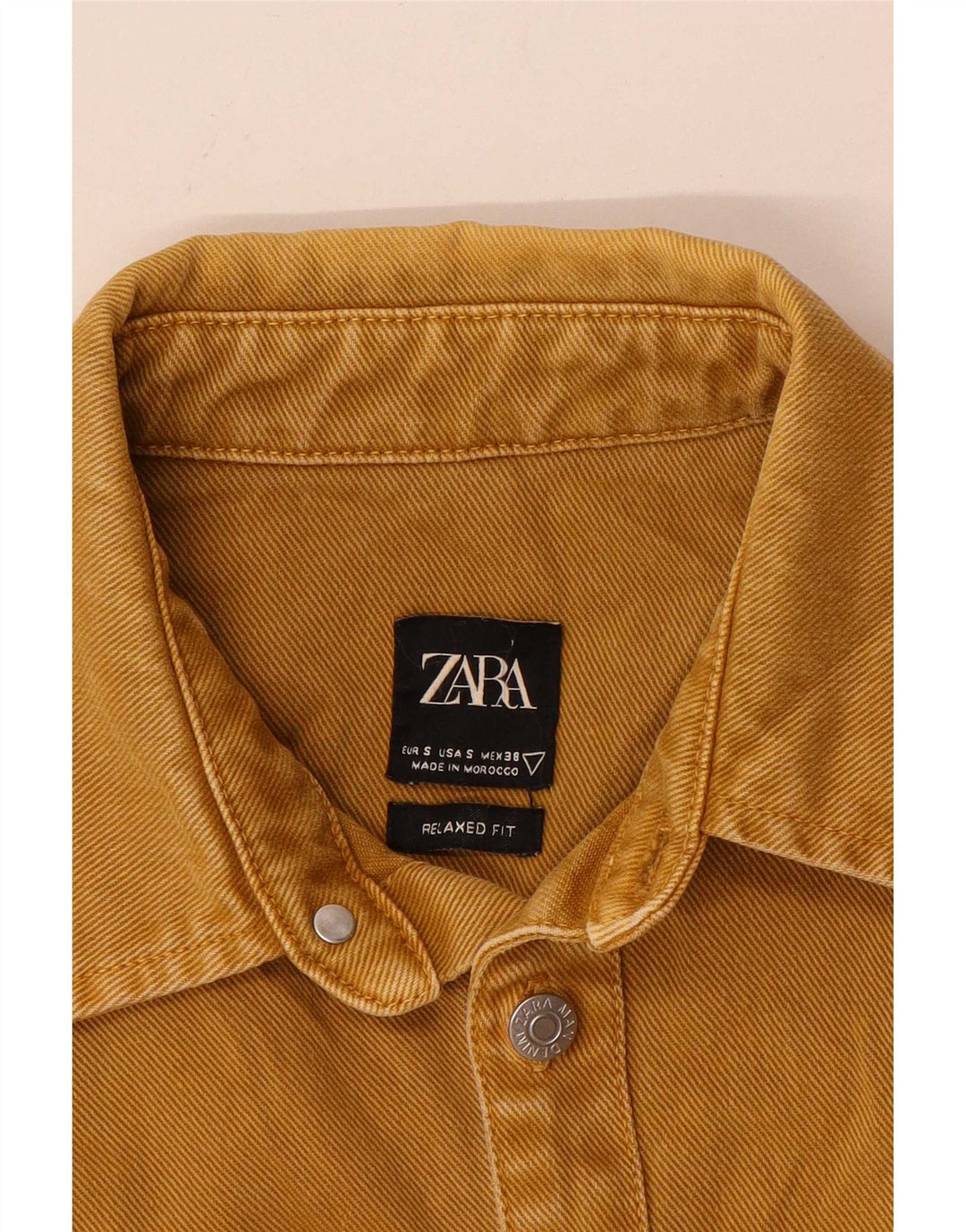 Zara Chemise en jean coupe décontractée Small Jaune |