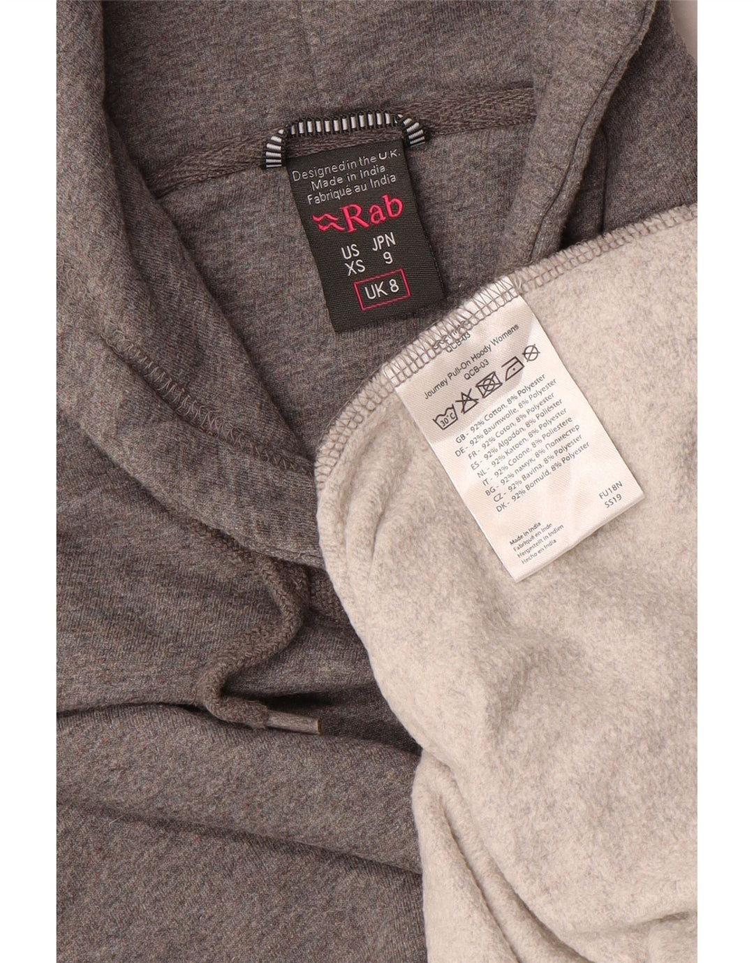 Rab Femme Sweat à capuche UK 8 Petit Gris Coton