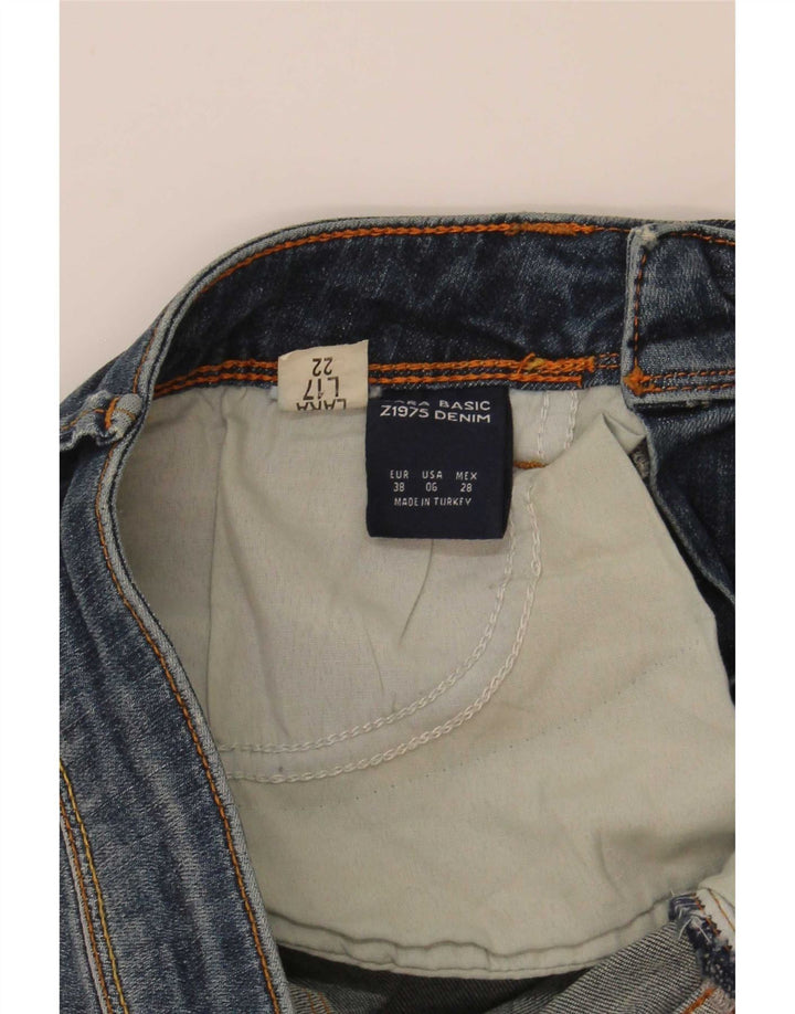 Zara Short en jean vieilli pour femme EU 38 Small W28 Bleu