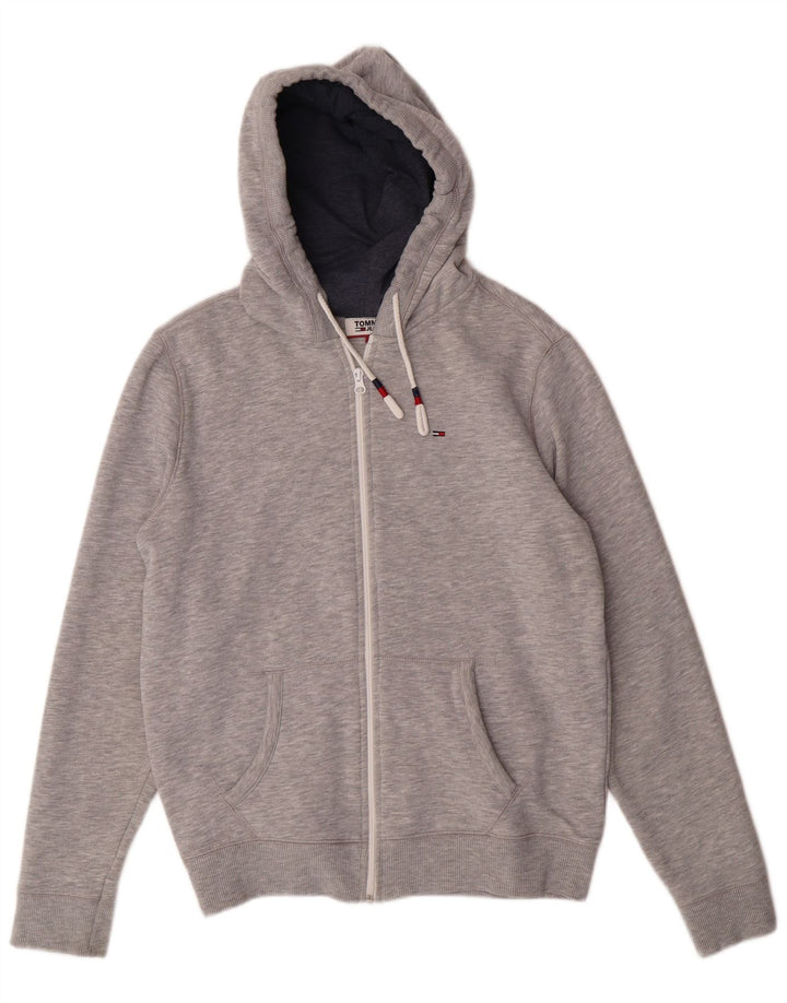 TOMMY HILFIGER Pull à Capuche Zippé Regular Fit Homme Gris Moyen Chiné