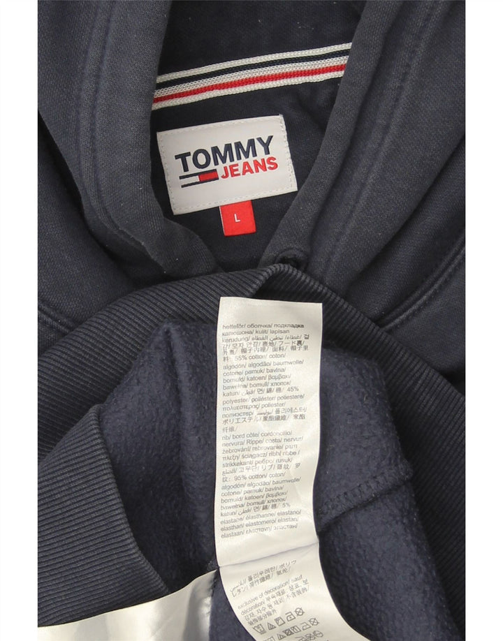 TOMMY HILFIGER Pull à capuche pour homme Large Bleu marine Coton