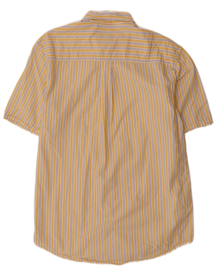 IZOD Chemise à manches courtes homme en coton à fines rayures jaune moyen