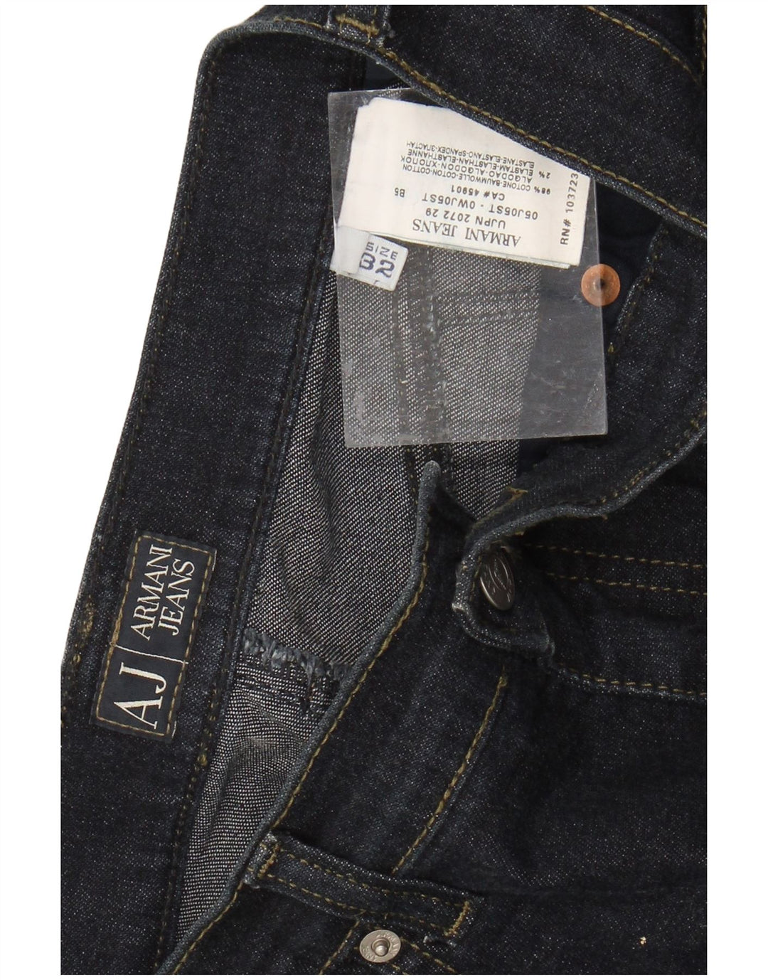 Armani Jean fuselé taille haute pour femme W32 L34 en coton bleu marine