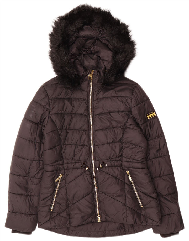 Barbour Veste matelassée à capuche pour femme UK 10 Small Noir Polyamide